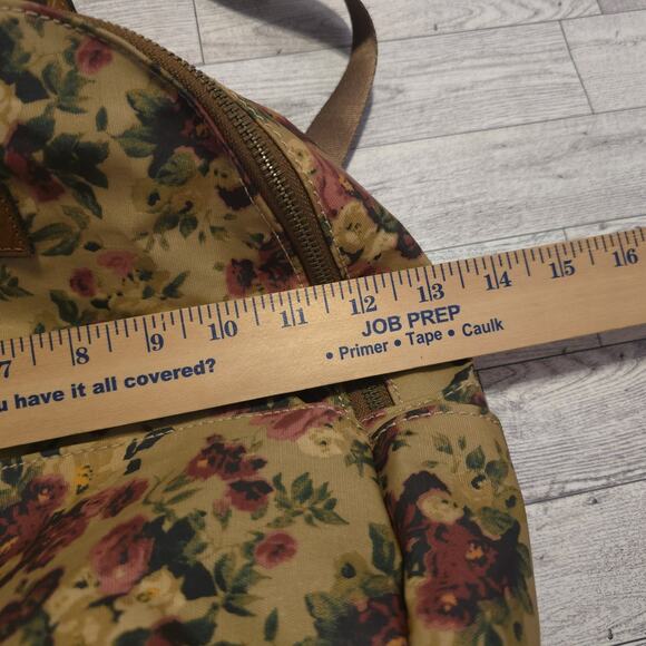 Patricia Nash Floral Canvas Backpack Vintage Rose Print Leather Trim Bag - Picture 10 of 14